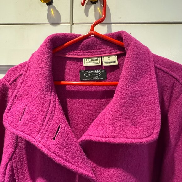 Hot Pink Boiled Wool Lightweight LL Bean XL Petite Coat - Picture 3 of 16